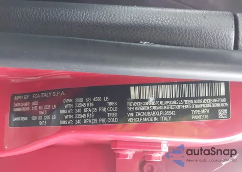 2020 Jeep Renegade Jeepster 4X4 z USA, uszkodzony, nr VIN ZACNJBABXLPL95542